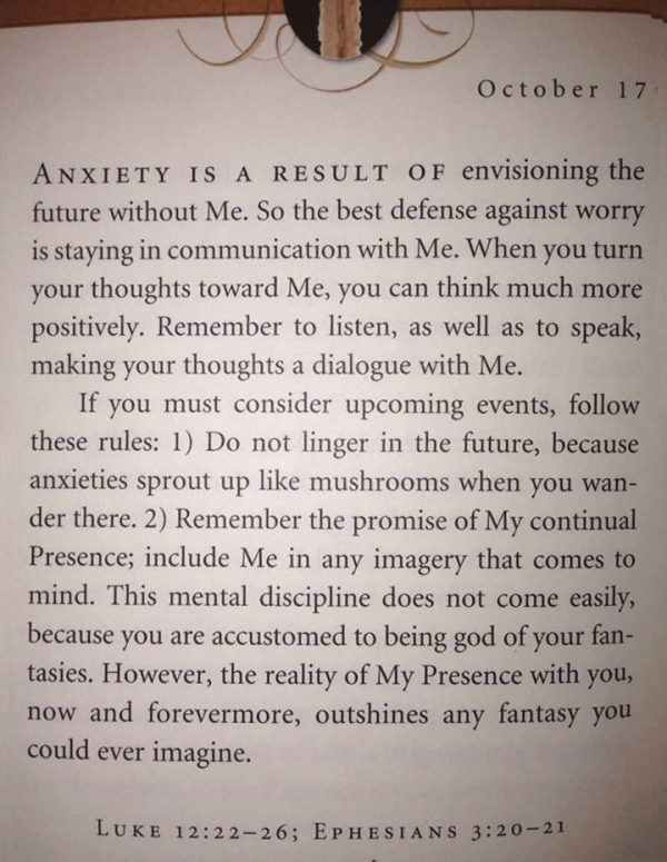 Anxiety is a result of envisioning the future without God.